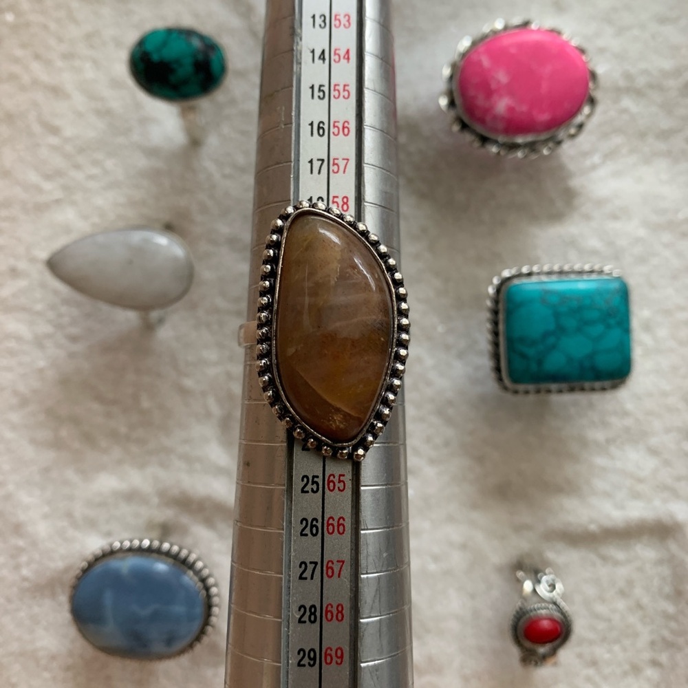 size 9.5 silver & brown tourmaline ring